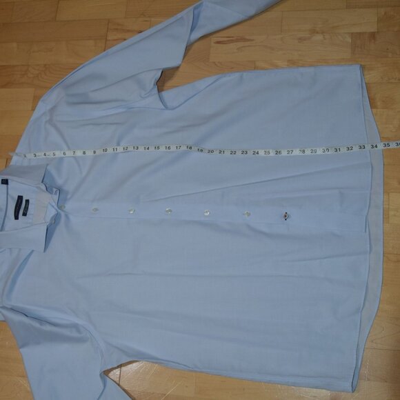 TOMMY HILFIGER Men's 18.5 35/36 TH FLEX Tall Fit Light Blue Dress Shirt . - Picture 5 of 6